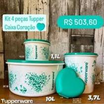 Tupperware potes decorados com coração