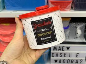 Tupperware Redondinha Granulado Bistrô 500 ml com Tampa Vermelha