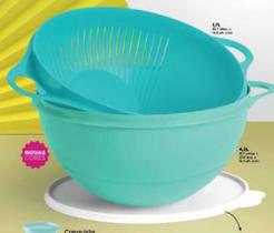 Tupperware super criativa 4,5 litros verde mint + multi escorredor 1,7 litro azul turquesa
