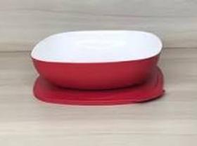 Tupperware Tigela Allegra Quadrada 2,5 Litros Vermelho e Branco