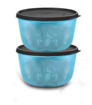 Tupperware Tigela Visual 1,5 Litro Azul e Preto Hermetica 2 Peças