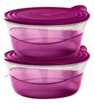 Tupperware tigelas elegância policarbonato rosa 2,3 litros kit 2 peças