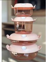 Tupperware travessa cristal pop policarbonato cor areia original 4 peças