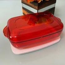 Tupperware Travessa Microplus Retangular 1,7 Litros Vermelha