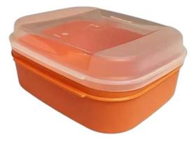 Tupperware Visual Box Pequeno 1 Litro - Laranja com Tampa Transparente