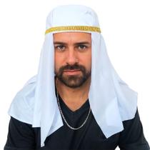 Turbante pra Fantasia de Árabe Masculina keffiyeh de Cabeça Branco Festas e Carnaval