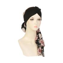 Turbante Pré-Amarrado Com Estampa Floral Para Mulheres, Hijab, Chapéu Para Quimioterapia, Cobertura