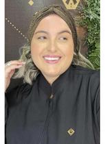 Turbante Profissional Feminino Preto com Dourado Lurex Brilho Confortável Versátil Estética Odonto Medicina Pediatria Veterinária Saúde