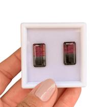 Turmalina Bicolor Baguete Retangular Par 18,47ct