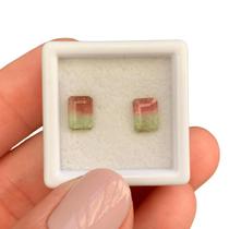 Turmalina Bicolor Baguete Retangular Par 1,98ct