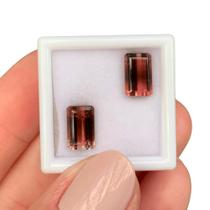 Turmalina Bicolor Vermelha Baguete Retangular Par 4,48ct