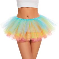 Tutu ASKHOPE para mulheres e adultos, saia de tule de 5 camadas, arco-íris