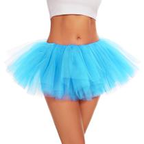 Tutu ASKHOPE para mulheres e adultos, saia de tule de 5 camadas, azul claro
