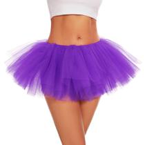 Tutu ASKHOPE Tutu para mulheres, saia de tule de 5 camadas, roxa