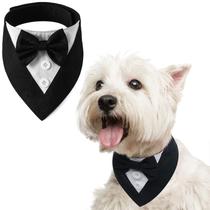 Tuxedo para cães FUAMEY, bandana de casamento formal com gravata borboleta preta-S