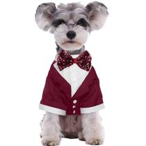 Tuxedo para cães Kuoser, gravata borboleta formal vermelha 2GG