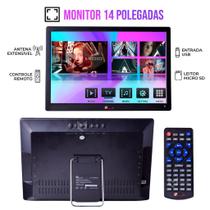 Tv Digital Portátil Monitor Hd 14 Polegadas Com Antena Controle Entrada Usb Hdmi E Para Carro Pronta Entrega