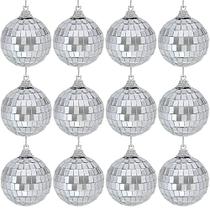 Twavang 12 Pcs 1.6 polegadas Disco Ball Decoração Silver Mirror Ball Ornament para festa, árvore de Natal, casamento