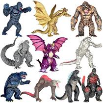 TwCare Conjunto Exclusivo de 10 Godzilla vs Kong Toys Movable Joint Action Figures, Rei do Monstro Dinossauro Shin Ultima Gamera Ghidorah Skull Crawler Destoroyah Mecha Mechagodzilla Cake Toppers Pack