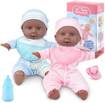 Twin Baby Dolls Toy Choi, corpo preto macio de 30 cm com acessórios