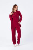 Twin Set Canelado 2 Peças - Cardigan e Regata Bordô Mara