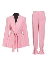 Twotwinstyle cor sólida coreano conjunto de duas peças mulheres blazer cinto de Twotwinstyle cor sólida coreano conjunto de duas peças mulheres blazer cinto de