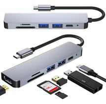 Type C Hub 6 Em 1 Porta Usb 3.0 Tf Leitor De Cartão Sd Hdmi