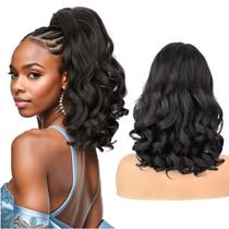 UAmy Hair Curly Ends Yaki Rabo de cavalo reto com cordão para mulheres negras, 18 polegadas de comprimento, marrom, preto, rabo de cavalo sintético, levemente crespo e reto, com pontas encaracoladas (marrom e preto) UAmy Hair Curly Ends Yaki Rabo de cavalo reto com cordão para mulheres negras, 18 polegadas de comprimento, marrom, preto, rabo de cavalo sintético, levemente crespo e reto, com pontas encaracoladas (marrom e preto)