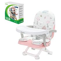 UBRAVOO 2in1 Assento Elevatório Portátil para Crianças, Crescer com Assento Elevatório para Bebê para Mesa de Jantar com Bandeja Removível e Almofada de Assento, Cadeira Alta para Viagem, Flamingos Rosa ACE1013