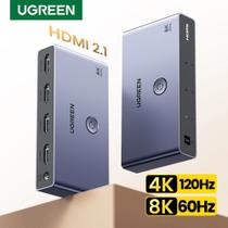 UGREEN Divisor Hdmi 2.1 8k 60hz 4k 120hz Switch Splitter 48Gbps ( 3 Em 1 ) c/ controle remoto