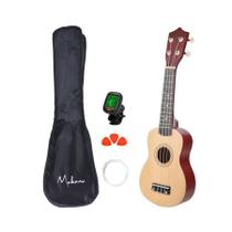 Ukulele Acústico Soprano Com Capa + Afinador E 3 Palhetas Makanu