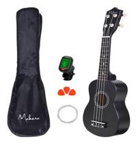 Ukulele Acústico Soprano Makanu Com 3 Paletas Capa e Suporte