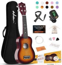 Ukulele ADM Hawaiian Wood Soprano de 21 polegadas com kit e aulas