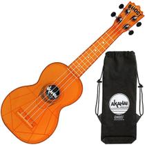 Ukulele Akahai Ghost Soprano Acústico Hawaii Tangerine Transparente