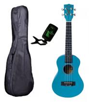Ukulele Azul Seven Concert Suk-23 LB Capa Bk e Afinador