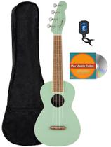 Ukulele de concerto Fender Monterey Surf Green com acessórios Ukulele de concerto Fender Monterey Surf Green com acessórios