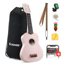Ukulele Donner Soprano de 21 polegadas para iniciantes com kit rosa claro