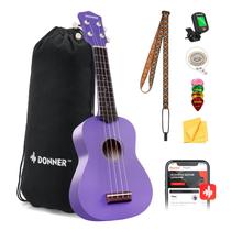 Ukulele Donner Soprano de 21 polegadas para iniciantes com kit roxo