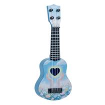 Ukulele jogável para crianças de 36 cm com design de coração em plástico azul