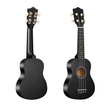 Ukulele para crianças de 21 polegadas preto com cordas de nylon, corpo de plástico