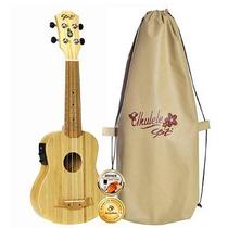 Ukulele Seizi Bali Soprano Elétrico Solid Bamboo Com Bag