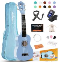 Ukulele Soprano ADM Havaiano de 21 Polegadas com Kit Azul
