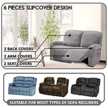 ULTICOR Relevo Love Seat Slipcover, 48" - 65" L, 6 Peças Veludo Stretch Loveseat Sofá Reclinável Covers, 2 assentos Love seat Reclinável Cover, Grosso, Macio, Lavável (Cinza Claro)