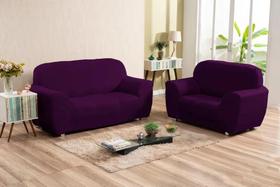 Um Jogo De Capa Sofá Lisa 2 E 3 Lugares Cor Violeta