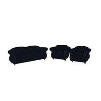 Um Sofá 3 Lugares + Duas Poltronas Chesterfield Merlo - Suede Preto / decoração, sala de estar, recepção, barbearia Um Sofá 3 Lugares + Duas Poltronas Chesterfield Merlo - Suede Preto / decoração, sala de estar, recepção, barbearia