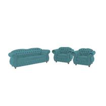 Um Sofá 3 Lugares + Duas Poltronas Chesterfield Merlo- Veludo Tiffany / decoração, sala, recepção, barbearia Um Sofá 3 Lugares + Duas Poltronas Chesterfield Merlo- Veludo Tiffany / decoração, sala, recepção, barbearia