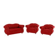 Um Sofá Chesterfield Merlô 2 lugares + Duas Poltronas Suede - Vermelho / decoração, recepção, sala tv estar