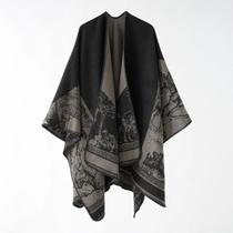 Um xale feminino estampado com uma capa quente vento étnico retrô outono e inverno