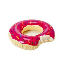 Uma Boia Donut Rosa Mordida Festa Churrasco