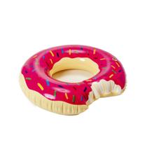 Uma Boia Donut Rosa Mordida Festa Na Piscina